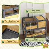 PawHut Tortoise Habitat with Shelf Storage Tortoise Gift Accessory with Weather Protection for Indoor, Yellow(m-7)