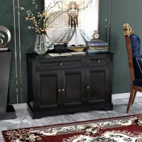HOMCOM Sideboard Buffet Cabinet, Modern Accent Cabinet with 2 Drawers and Adjustable Shelves, Entryway Cabinet, Black(m-10)