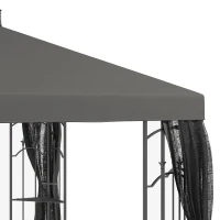 Outsunny 10x12 Gazebo with Shelves, Double Roof, and Netting for Outdoor Use, Perfect for Family Gatherings, Gray(m-9)