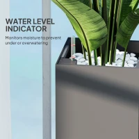 Outsunny 2 Pack Planter Box, 26 Inch Plastic Flower Pots with Water Level Indicator, Drainage Hole and Drain Plug, Dark Grey(m-5)