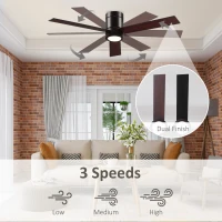 HOMCOM Mount Ceiling Fan with Light, Modern Indoor LED Lighting Fan with Remote Controller, for Bedroom, Living Room, Brown(m-4)