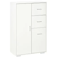 HOMCOM Storage Cabinet with 2 Drawers and 2 Cabinet Free Standing, Kitchen Cabinet Sideboard Buffet Table for Living Room, White(m-2)