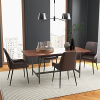 HOMCOM Upholstered Kitchen Chairs, Modern Dining Chairs Set of 4 with Diamond Tufting and Steel Legs for Dining Room, Brown(m-1)