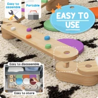 Qaba Kids Balance Beam, Wooden Balance Board with Stepping Stone for 3-8 Years(m-5)
