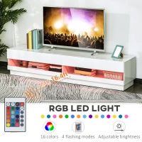 HOMCOM Lighted TV Stand for TVs up to 75", TV Cabinet with Storage for Living Room, High Gloss White(m-4)