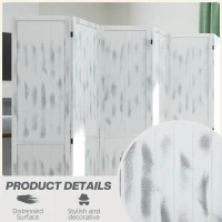 HOMCOM Screen Divider Room Divider Screen with Foldable Design for Indoor Bedroom Office 5.5' Rustic White(m-6)