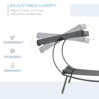 Outsunny Patio Double Chaise Lounge Chair, Outdoor Wheeled Hammock Daybed with Adjustable Canopy and Pillow for Sun Room, Garden, or Poolside, Grey(m-5)