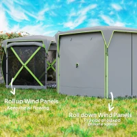 Outsunny 11 x 11ft Pop Up Camping Gazebo, Screen Tent House with Removable Roof Cover, Roll-up Wind Panels for Camping, Backyard(m-6)