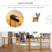 PawHut Wooden Freestanding Pet Gate w/ 2 Support Feet, Yellow(m-9)