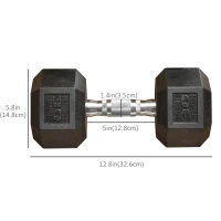 Soozier Rubber Dumbbells Weight Set, Total 60lbs, 30lbs Each, Dumbbell Hand Weight for Body Fitness Training for Home Office Gym, Black(m-3)