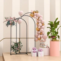 Outsunny Metal Arch Backdrop Stand Set of 3, 7/6.5/6 ft Wedding Arch Frame, Balloon Backdrop Arch Stand Set for Birthday Party, Bridal Shower, Graduation, Ceremony, Banquet Decorations, Black(m-10)