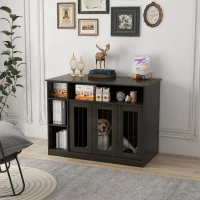 PawHut 47" Dog Crate Furniture with Storage, for Large Medium Dogs, Brown(m-2)