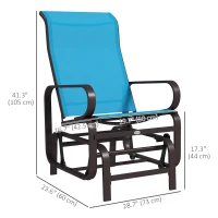 Outsunny Patio Glider with Breathable Mesh Fabric, Outdoor Glider Chair, Garden Rocking Gliding Seat for Patio, Yard, Porch, Brown/Blue(m-3)
