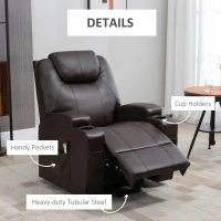 HOMCOM Power Lift Recliner Chair for Elderly, PU Leather Lift Chair with Footrest, Remote Control, Side Pockets and Cup Holders, Reclining Sofa for Living Room, Brown(m-9)