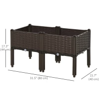 Outsunny 2-piece Raised Garden Bed PP Raised Flower Bed Plant Stand Stackable Vegetable Herb Grow Box(m-3)