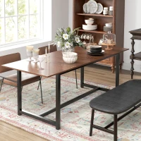 HOMCOM 63"-79" Collapsible Dining Table for 4-6, Foldable Kitchen Table with Steel Frame for Dining Room, Brown Wood Grain(m-1)