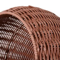 PawHut Elevated Cat Bed with Rotatable Egg Chair Pod, Cat Basket Bed with Thick Cushion, Natural Mat Grass Woven Kitty House, Brown(m-8)