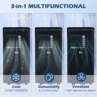 HOMCOM 10000 BTU Portable Air Conditioner Fan w/ Remote for Rooms Up to 441 Sq. Ft., Evaporative Cooler AC Unit Black(m-4)