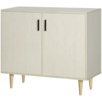 HOMCOM Sideboard Buffet Cabinet, Kitchen Cabinet, Accent Cabinet with Double Doors, Adjustable Shelves and Wood Legs for Living Room, Natural(m-11)