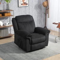 HOMCOM Manual Recliner Chair with Vibration Massage, Side Pockets, Corduroy Reclining Chair for Living Room, Black(m-8)