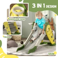 Qaba 3 in 1 Foldable Toddler Slide with Basketball Hoop, Climber, for 1-3 Years Old, Yellow(m-4)