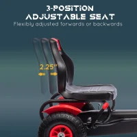 Aosom Kids Pedal Go Kart W/ Adjustable Seat, Rubber Wheels, Red(m-4)