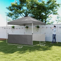 Outsunny 10' x 10' Pop Up Canopy Tent with 2 Half Sidewalls, UV50+ Instant Sun Shelter with Wheeled Carry Bag, Dark Gray(m-3)