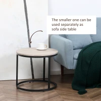 HOMCOM Round Nesting Tables Set of 2, Stacking Coffee Table Set with Metal Frame for Living Room, Grey(m-5)