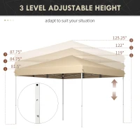 Outsunny 13' x 13' Pop Up Canopy Tent with Height Adjustable, Carry Bag for Outdoor, Garden, Patio, Beige(m-6)