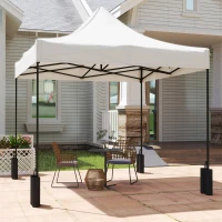 Outsunny 10' x 10' Replacement Canopy Top for Pop Up Canopy Tent with 4 Sand Bags, UPF50+ Protection, White(m-7)