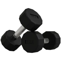 Soozier 2 x 15lbs Dumbbells Set with Non-Slip Grip, Rubber Covered Weights for Men Women Home Gym Workout(m-2)