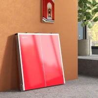 Soozier Portable Ping Pong Table Set, Foldable Table Tennis Table with Net, 2 Paddles, 3 Balls for Outdoor Indoor, Red(m-10)