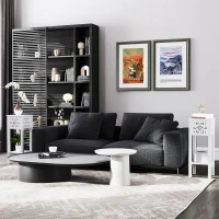 HOMCOM Nightstand Set of 2 with Drawer and Open Storage Shelf White(m-8)