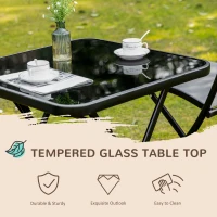 Outsunny 3-Piece Outdoor Patio Dining Set, Folding Garden Bistro Set with Glass Table Top, 2 Folding Chairs, Steel Frame, and Mesh Fabric, Gray(m-6)