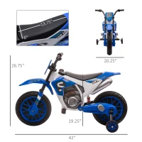 Aosom 12V Kids Motorcycle w/ Treaded Tires, 5mph Top Speed Electric Bike for Kids, Ride On Motorcycle w/ Training Wheels, Battery Charger, Spring Suspension, Blue(m-3)