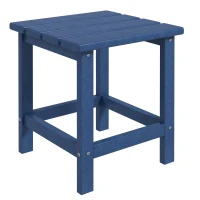 Outsunny Patio Side Table, 15" Square Outdoor End Table, HDPE Plastic Tea Table for Adirondack Chair, Backyard or Lawn, Blue(m-1)
