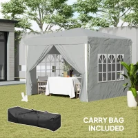 Outsunny 10' x 10' Pop-Up Canopy Tent with Sidewalls, Height-Adjustable, Carry Bag Included, for Outdoor, Garden, Patio, Light Grey(m-7)