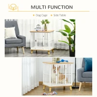 PawHut Dog Crate, Furniture Style Pet Cage Kennel, End Table, Decorative Dog House, with Soft Cushion, Wooden Top, Door, for Small Dogs, Indoor Use, Oak(m-4)