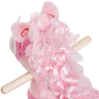 Qaba Kids Plush Rocking Horse Child Ride On Toy Rocker with Realistic Sounds Pink(m-9)