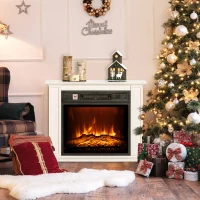 HOMCOM 26" Freestanding Electric Fireplace with Mantel, 1400W Replaceable Fireplace Insert Heater with 3D Flame Effect, WHite(m-10)