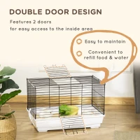 PawHut Rabbit Guinea Pig Cage, Bunny Cage Pet Pen with Sliding-Out Trays, Bottom Wood Board, Doors, 24" x 15" x 16"(m-5)