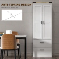 HOMCOM 67" Tall Kitchen Pantry Storage Cabinet, Kitchen Pantry Cabinet with Doors, Drawers and Adjustable Shelves, Cream White(m-6)