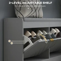 HOMCOM Shoe Storage with Seat, Upholstered Hallway Bench, Shoe Bench with 2 Flip Drawers and 4 Vents for 8 Pairs of Shoes(m-5)