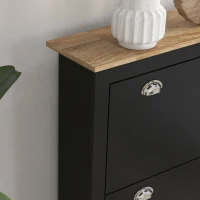 HOMCOM Small Shoe Cabinet with 2 Flip Drawers and Adjustable Shelves, 12 Pair Shoe Storage Organizer for Hallway, Black(m-10)