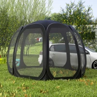 Outsunny 11' x 11.5' Screen Tent, Pop Up Camping Gazebo with Portable Carry Bag and 2 Doors, Black(m-8)