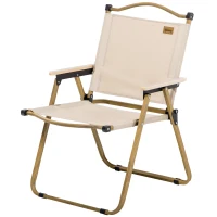 Outsunny Camping Chair, Lightweight Folding Chair, Portable Armchair, Excellent for Festivals, Fishing, Khaki(m-2)
