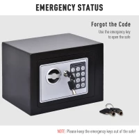 HOMCOM Small Steel Digital Electronic Safe Box Wall Mount Security Case Cabinet Keypad Lock Home Office Hotel Gun Cash Jewellery Black(m-6)