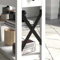 HOMCOM End Side Table with Charging Station, 2 USB Ports and 1 Outlet for Living Room, Bedroom, 11.75" x 23.5" x 24.5", White(m-8)