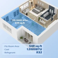HOMCOM 12,000 BTU Mobile Air Conditioner 549 Sq. Ft., Dehumidifier Fan Auto Sleep with 24H Timer On/Off, Window Kit(m-4)