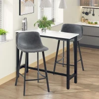 HOMCOM 27.25" Counter Height Bar Stools, Industrial Kitchen Stools, Upholstered Armless Bar Chairs with Back, Steel Legs, Set of 2, Gray(m-2)